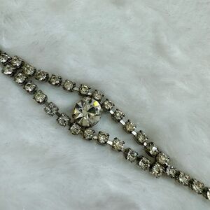 Vintage Silver Bracelet with Clear Stones